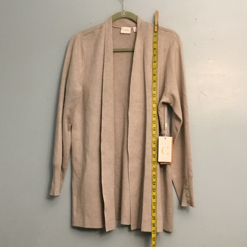 Cyrus Beige Open Front Cardigan